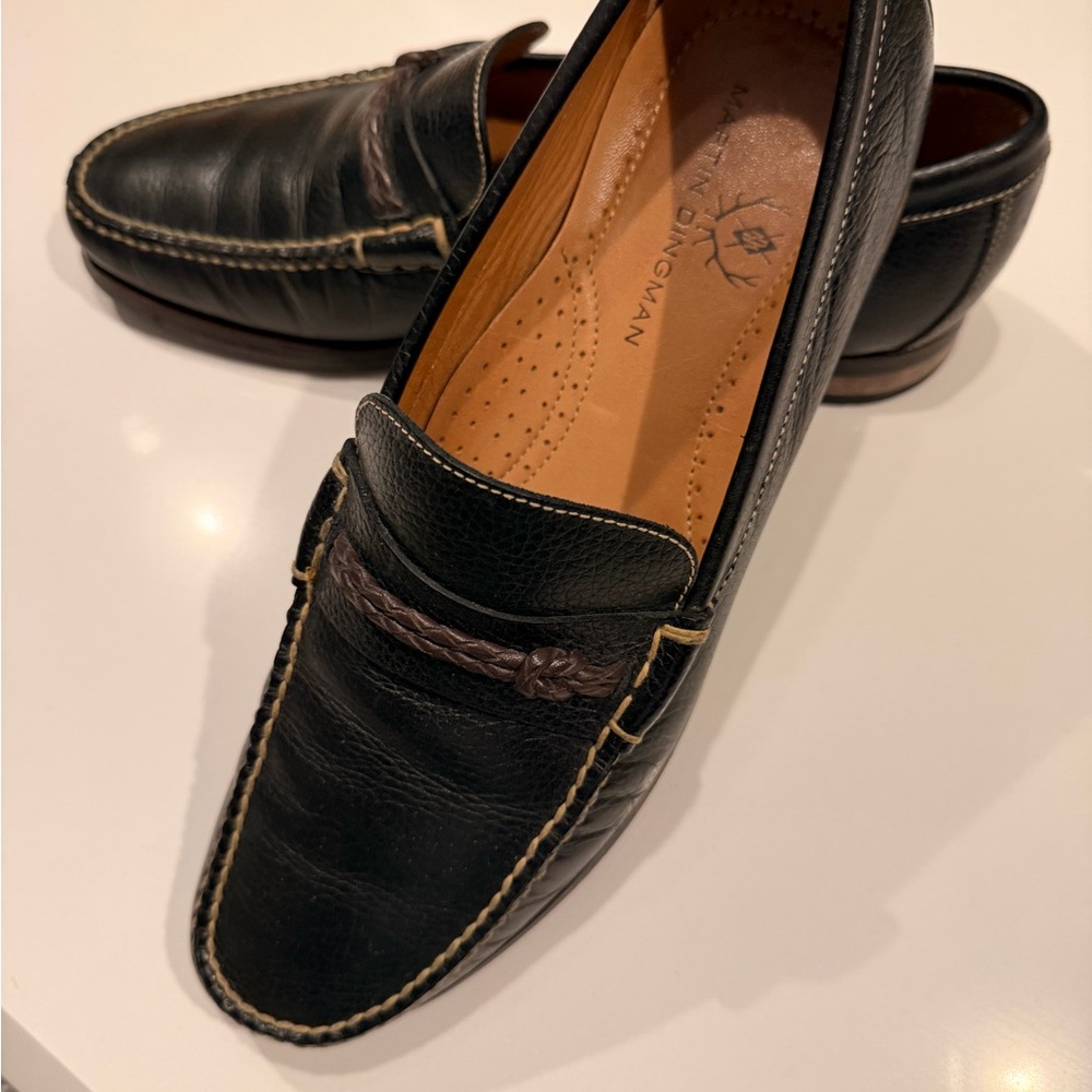 Martin Dingman Braided Bit Black Leather loafers 11 M